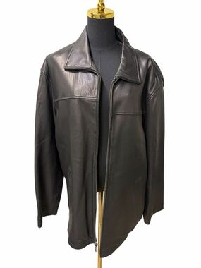 Roundtree & Yorke Black Genuine Lamb Skin Zip Jacket Men’s Classic Size L